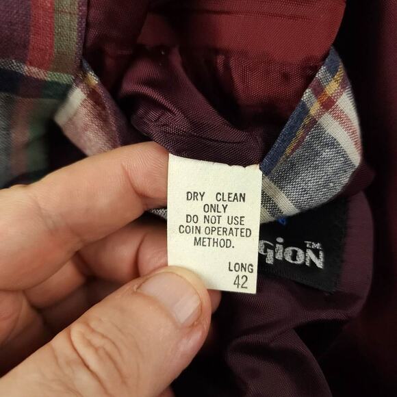 Vtg 70s Indian Madras Plaid Sport Coat Jacket Mens 42L Wide Lapel Ivy Prep Sack - Picture 5 of 10